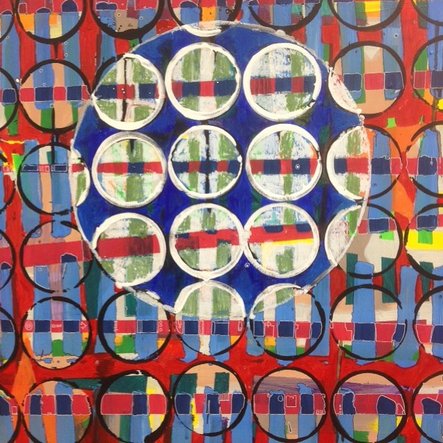 Painting: Circles in circles in red and blue